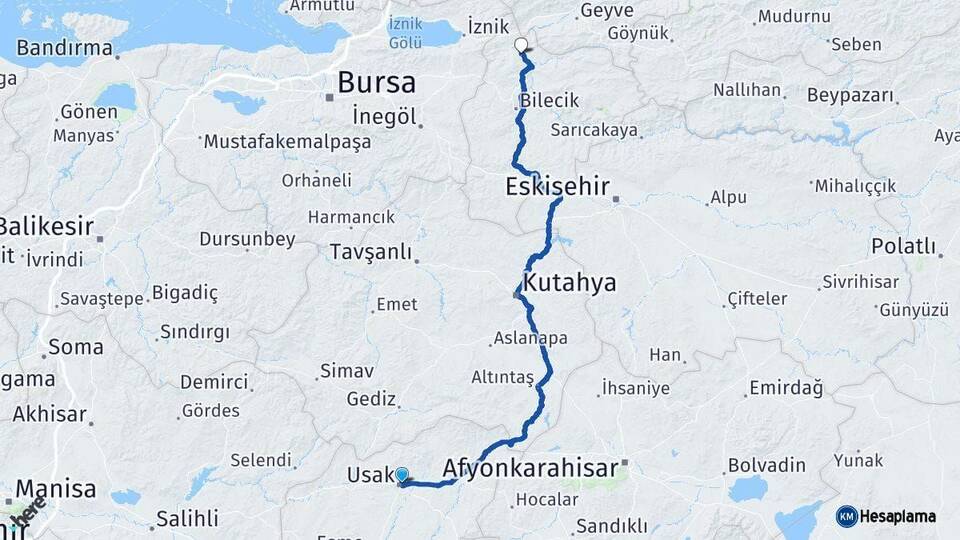 Uşak Osmaneli Bilecik Arası Kaç Km - Yol Haritası