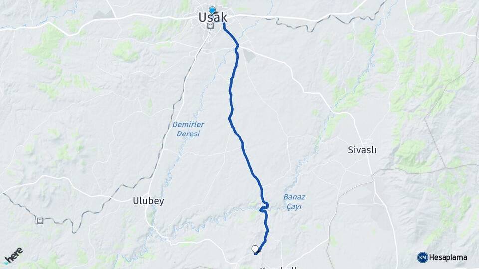 Uşak Paşalar Karahallı Arası Kaç Km - Yol Haritası