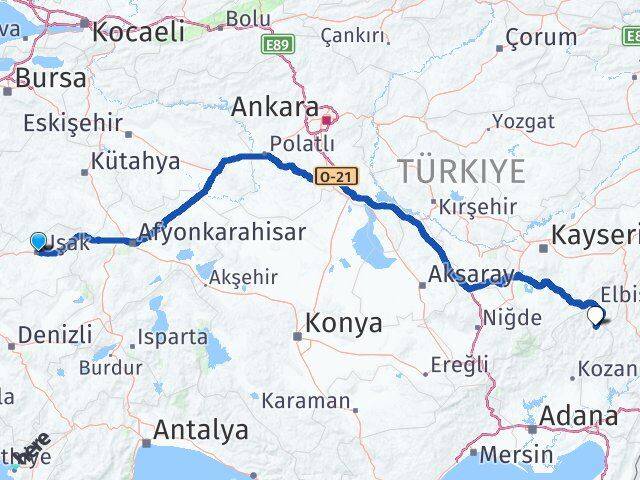 Uşak Saimbeyli Adana Arası Kaç Km - Yol Haritası