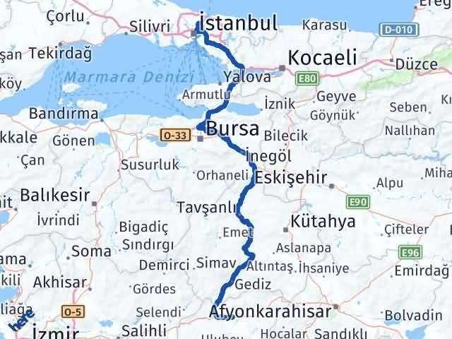 Uşak Sarıyer İstanbul Arası Kaç Km - Yol Haritası