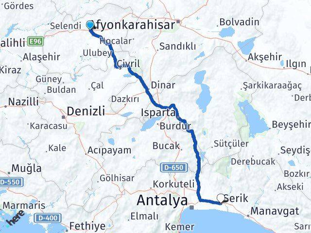 Uşak Serik Antalya Arası Kaç Km - Yol Haritası