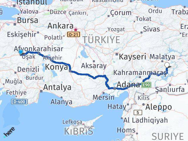 Uşak Sincik Adıyaman Arası Kaç Km - Yol Haritası