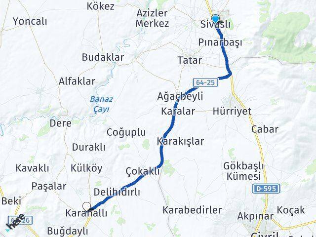 Uşak Sivaslı Karahallı Arası Kaç Km - Yol Haritası