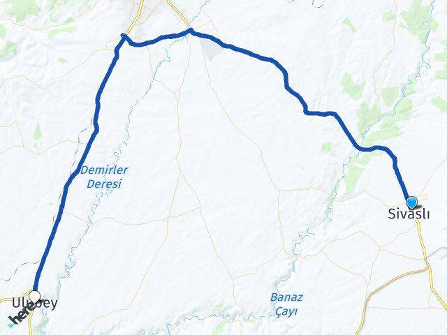 Uşak Sivaslı Ulubey Arası Kaç Km - Yol Haritası