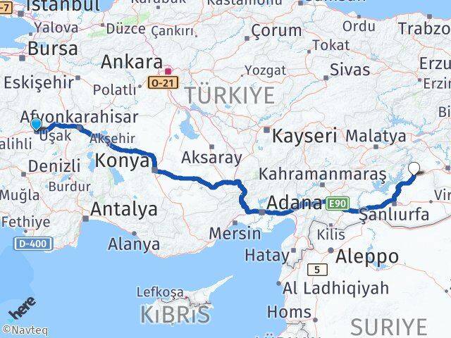 Uşak Siverek Şanlıurfa Arası Kaç Km - Yol Haritası