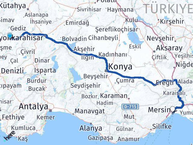 Uşak Toroslar Mersin Arası Kaç Km - Yol Haritası