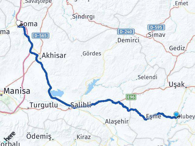 Uşak Ulubey Soma Manisa Arası Kaç Km - Yol Haritası