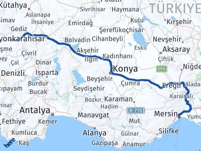 Uşak Yenişehir Mersin Arası Kaç Km - Yol Haritası