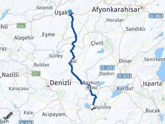 Uşak Yeşilova Burdur Arası Kaç Km - Yol Haritası
