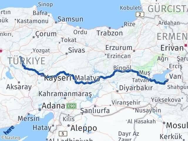 Van Akçakent Kırşehir Arası Kaç Km - Yol Haritası