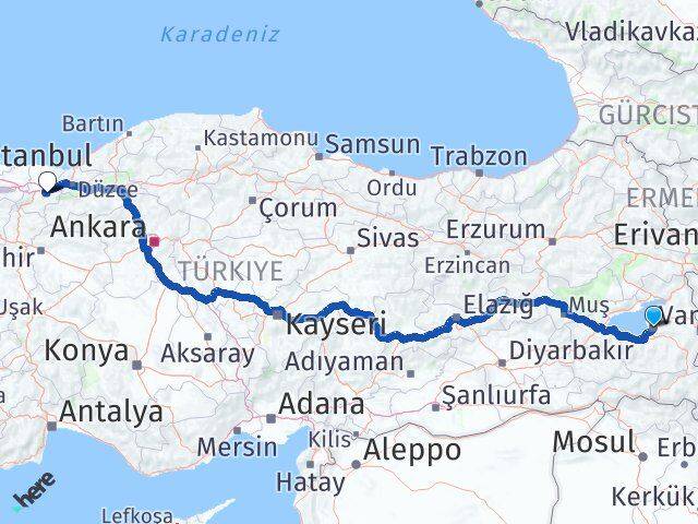 Van Akyazı Sakarya Arası Kaç Km - Yol Haritası