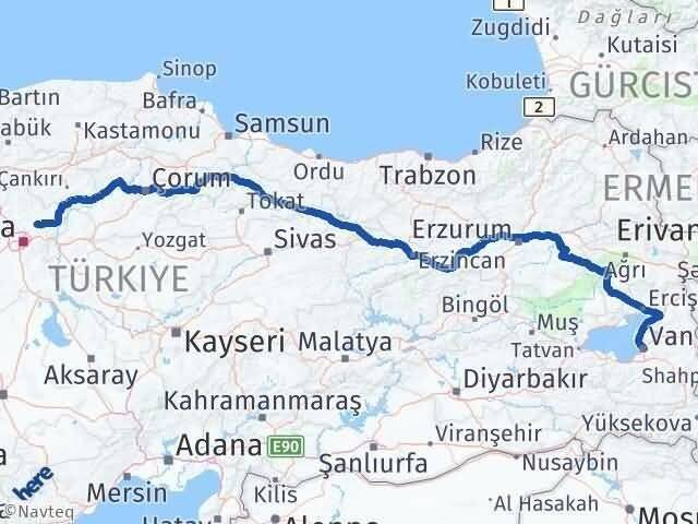 Van Akyurt Ankara Arası Kaç Km - Yol Haritası