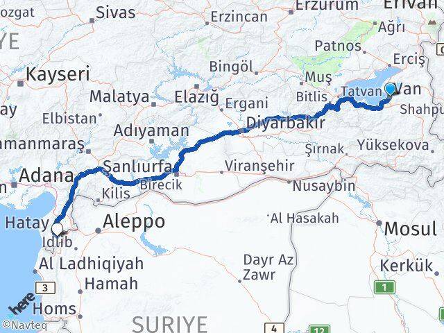 Van Altınözü Hatay Arası Kaç Km - Yol Haritası