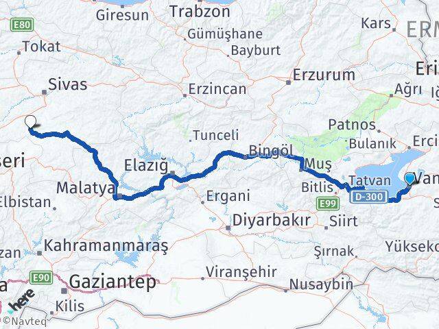 Van Altınyayla Sivas Arası Kaç Km - Yol Haritası