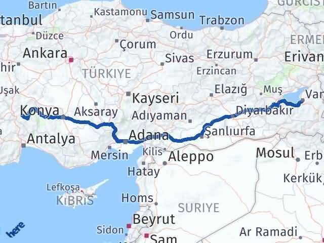 Van Atabey Isparta Arası Kaç Km - Yol Haritası