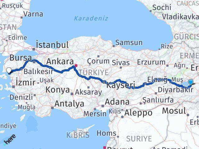 Van Ayvalık Balıkesir Arası Kaç Km - Yol Haritası