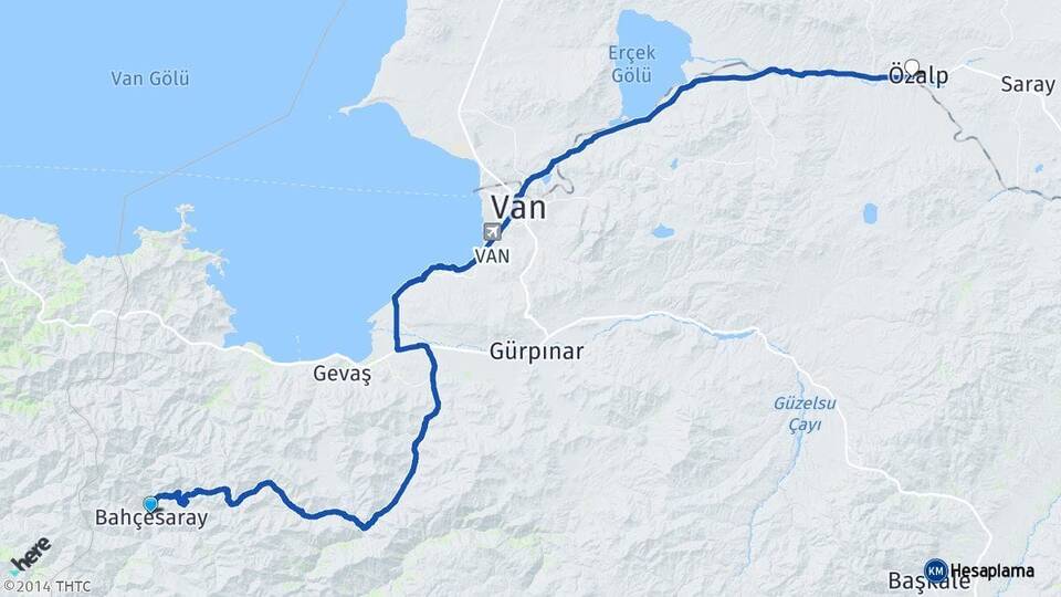 Van Bahçesaray Özalp Arası Kaç Km - Yol Haritası