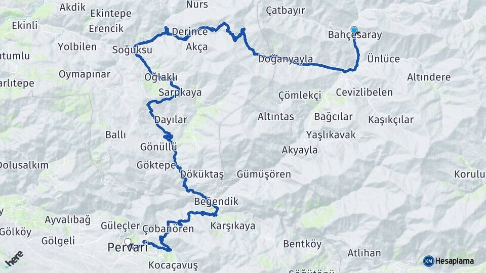 Van Bahçesaray Pervari Siirt Arası Kaç Km - Yol Haritası