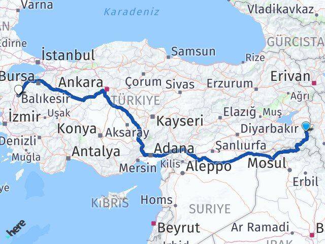 Van Başkale Balıkesir Arası Kaç Km - Yol Haritası