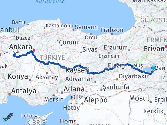 Van Beylikova Eskişehir Arası Kaç Km - Yol Haritası