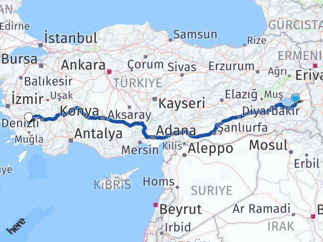 Van Bozdoğan Aydın Arası Kaç Km - Yol Haritası
