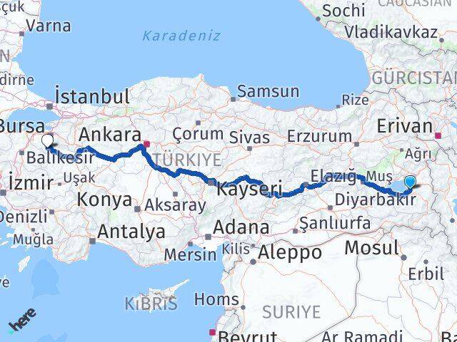 Van Büyükorhan Bursa Arası Kaç Km - Yol Haritası