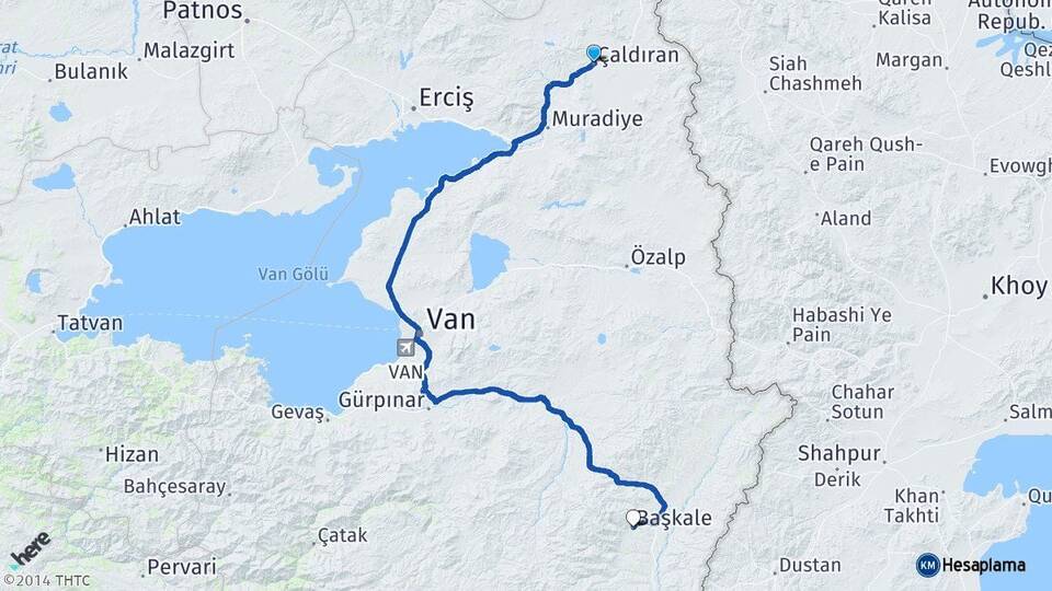 Van Çaldıran Başkale Arası Kaç Km - Yol Haritası