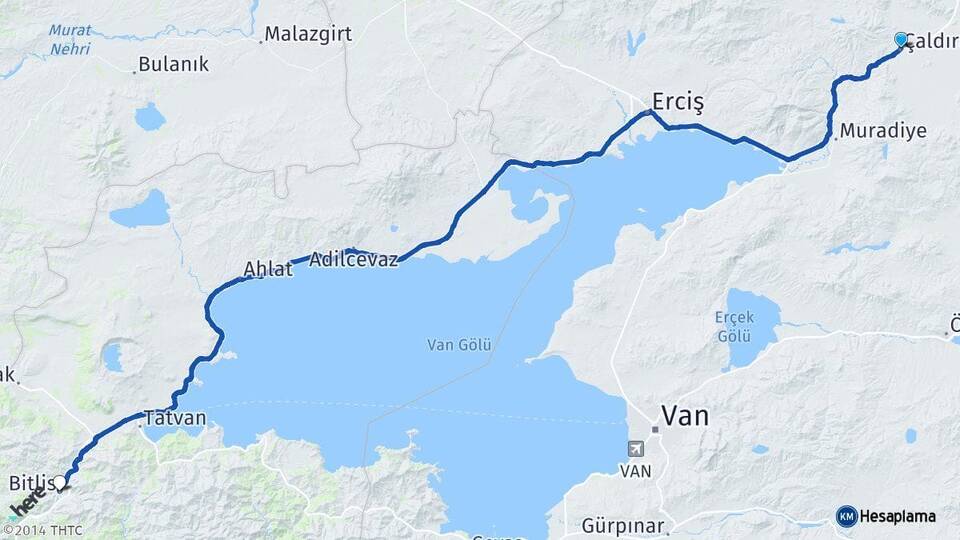 Van Çaldıran Bitlis Arası Kaç Km - Yol Haritası