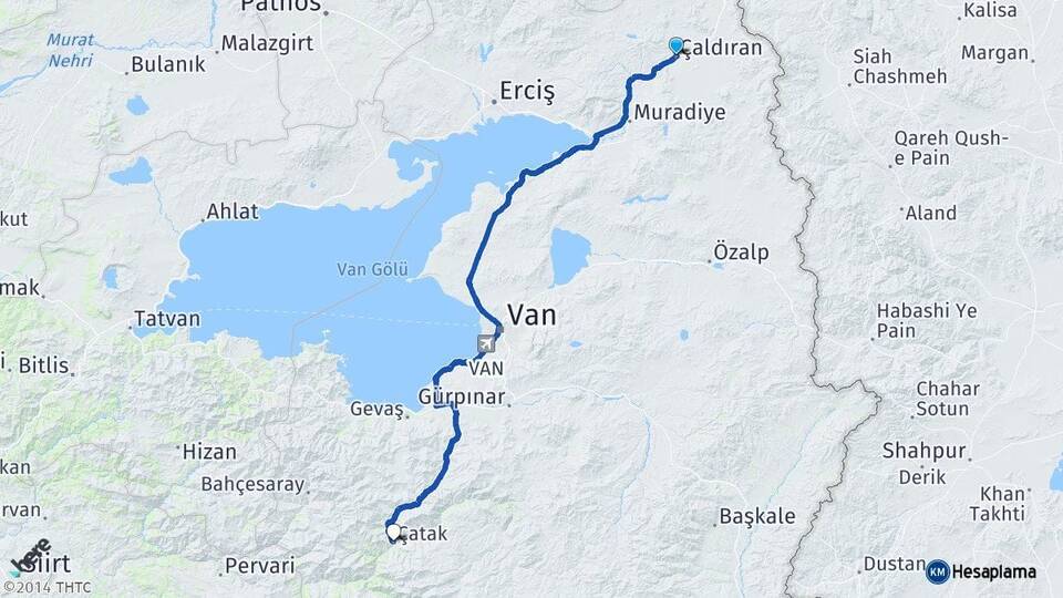 Van Çaldıran Çatak Arası Kaç Km - Yol Haritası