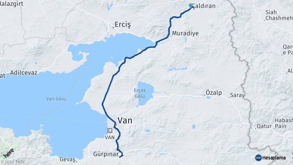 Van Çaldıran Gürpınar Arası Kaç Km - Yol Haritası