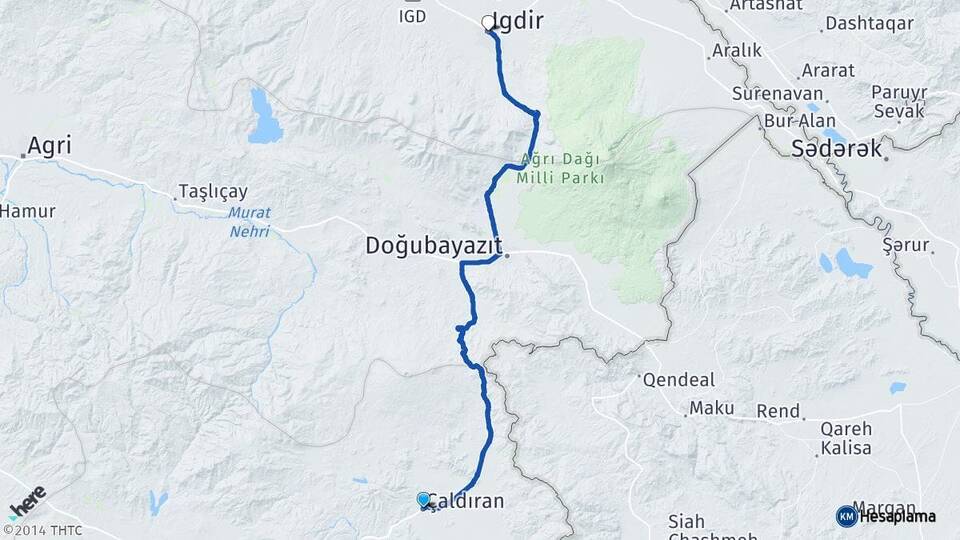 Van Çaldıran Iğdır Arası Kaç Km - Yol Haritası