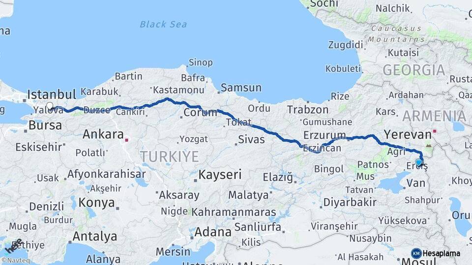 Van Çaldıran Kocaeli Arası Kaç Km - Yol Haritası