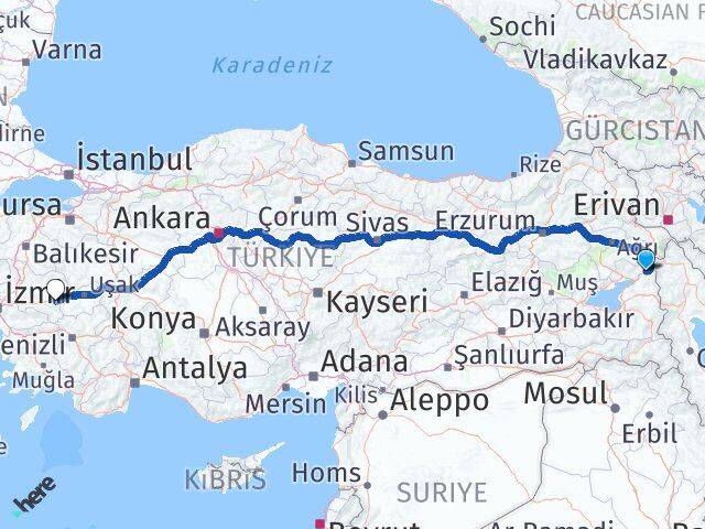 Van Çaldıran Kula Manisa Arası Kaç Km - Yol Haritası