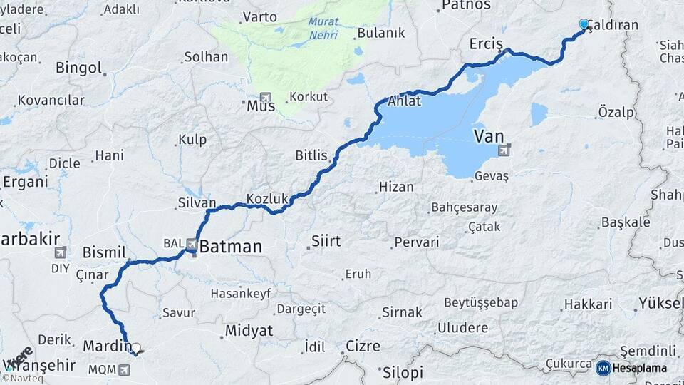 Van Çaldıran Mardin Arası Kaç Km - Yol Haritası