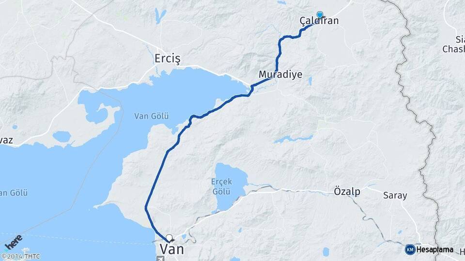 Van Çaldıran Tuşba Arası Kaç Km - Yol Haritası