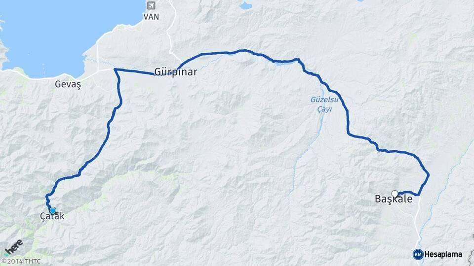 Van Çatak Başkale Arası Kaç Km - Yol Haritası