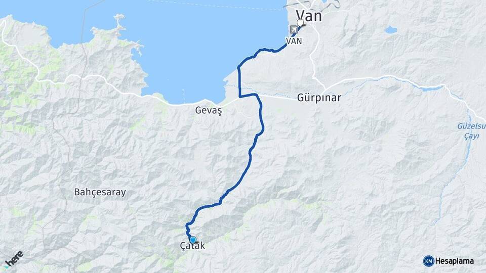 Van Çatak Edremit Arası Kaç Km - Yol Haritası