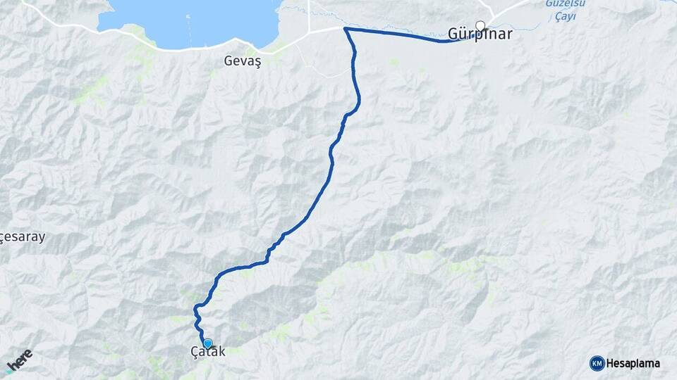 Van Çatak Gürpınar Arası Kaç Km - Yol Haritası