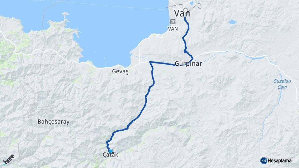 Van Çatak İpekyolu Arası Kaç Km - Yol Haritası
