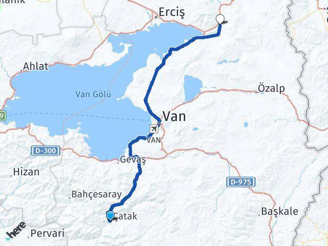 Van Çatak Muradiye Arası Kaç Km - Yol Haritası