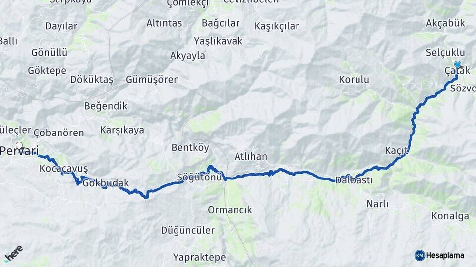 Van Çatak Pervari Siirt Arası Kaç Km - Yol Haritası