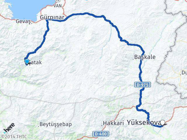 Van Çatak Yüksekova Hakkari Arası Kaç Km - Yol Haritası