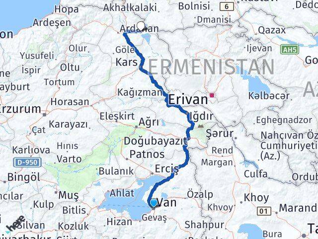 Van Çıldır Ardahan Arası Kaç Km - Yol Haritası