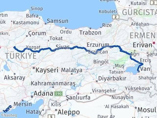 Van Delice Kırıkkale Arası Kaç Km - Yol Haritası