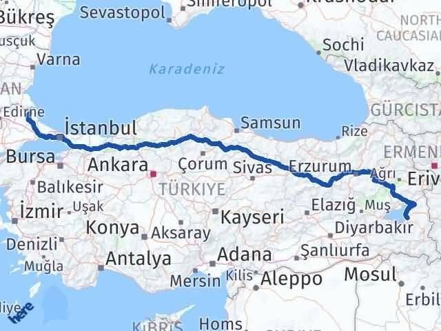 Van Demirköy Kırklareli Arası Kaç Km - Yol Haritası