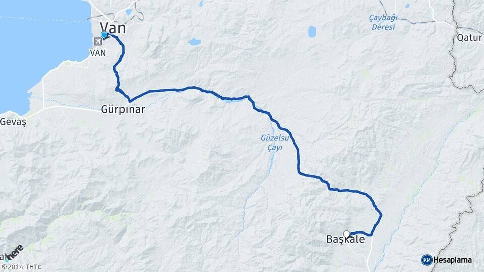 Van Edremit Başkale Arası Kaç Km - Yol Haritası