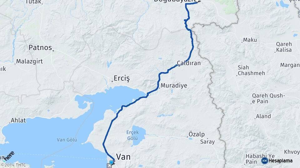 Van Edremit Doğubayazıt Ağrı Arası Kaç Km - Yol Haritası
