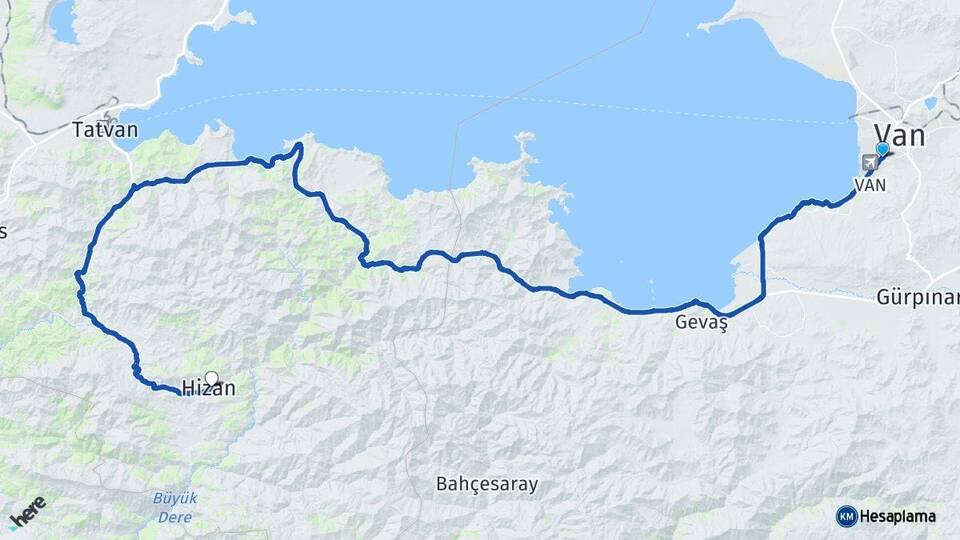 Van Edremit Hizan Bitlis Arası Kaç Km - Yol Haritası