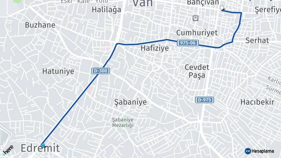 Van Edremit İpekyolu Arası Kaç Km - Yol Haritası