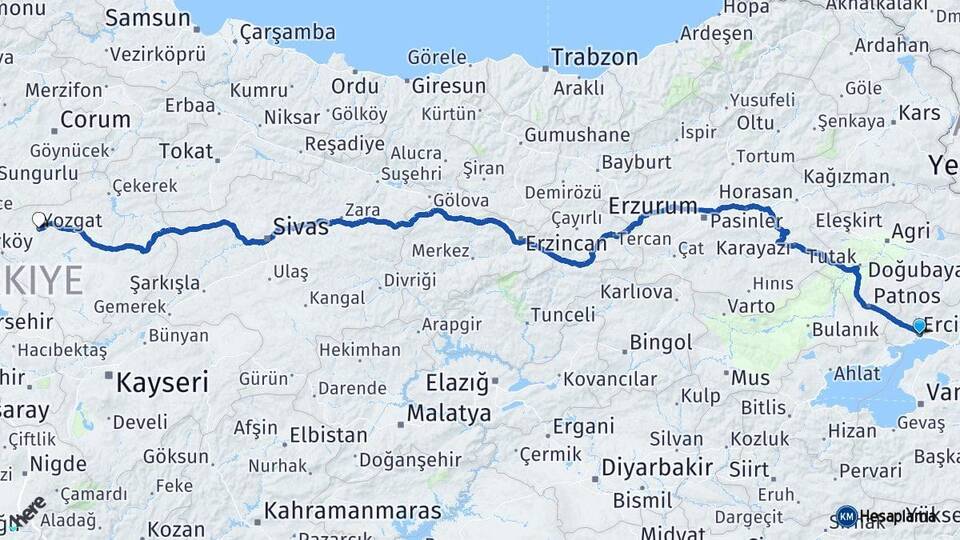 Van Erciş Yozgat Arası Kaç Km? Arası Kaç Saat? Nerede Yol Haritası Yakıt, Rota ve Mesafe Hesaplama Van Erciş Yozgat Arası Kaç Km? Arası Kaç Km Saat? Nerede Yol Haritası Yakıt, Rota ve Mesafe Hesaplama